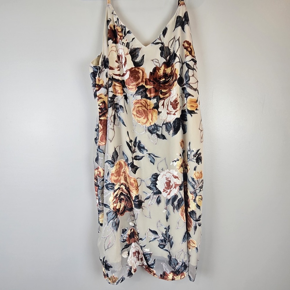 JAPNA Floral Velour Velvet Burnout Lined‎ Dress Sz. Large.C16